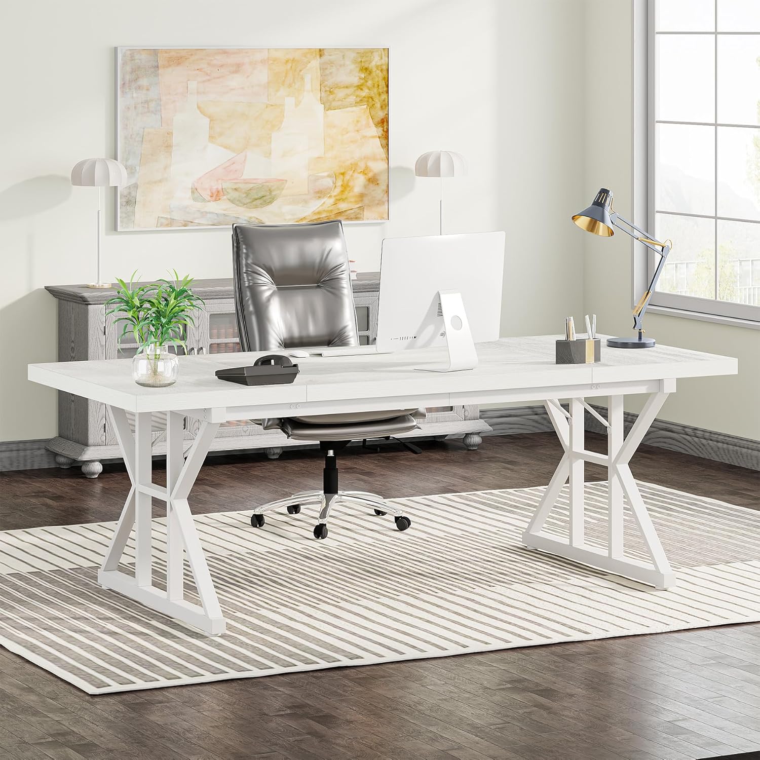 Furnishiaa Modern Executive Office Desk | Large Workstation -  -